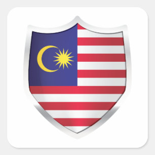 Malaysia Silver Shield Flag Square Sticker