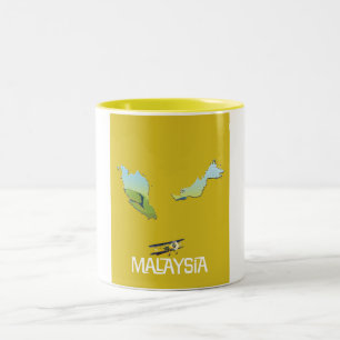 Malaysia Travel map Two-Tone Coffee Mug
