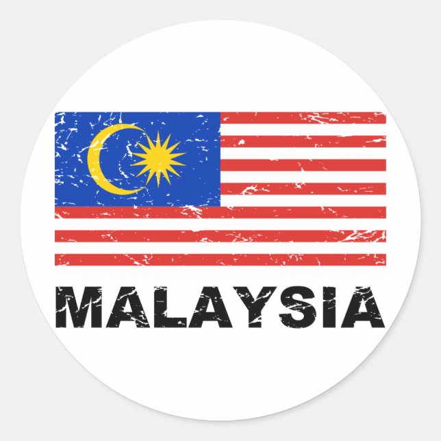 Malaysia Vintage Flag Classic Round Sticker (Front)