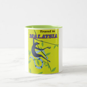 Malaysia vintage style travel poster Two-Tone coffee mug