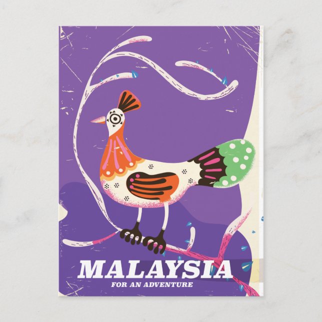 Malaysia vintage travel poster postcard (Front)