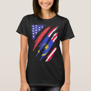 Malaysian American Patriot Grown Heart Flag Stripe T-Shirt