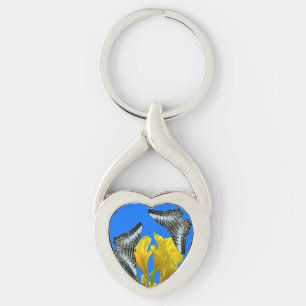 Malaysian blue clipper butterflies on Canna King Key Ring