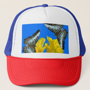 Malaysian blue clipper butterflies on Canna King  Trucker Hat