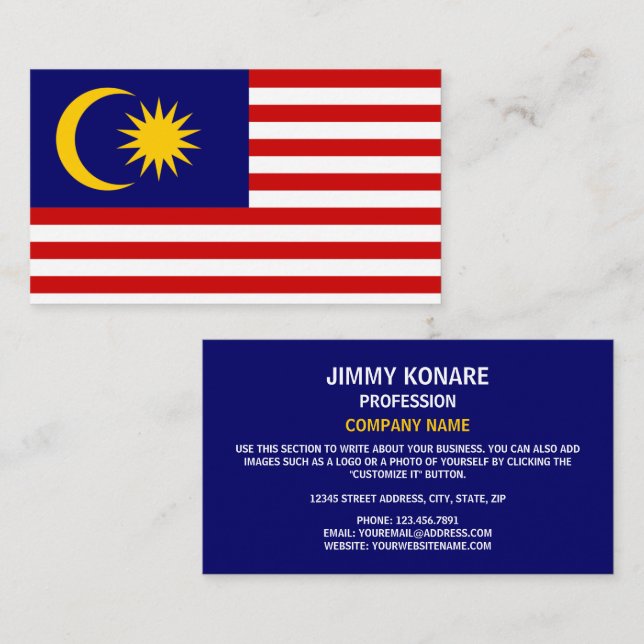 Malaysian Flag, Flag of Malaysia Business Card (Front/Back)