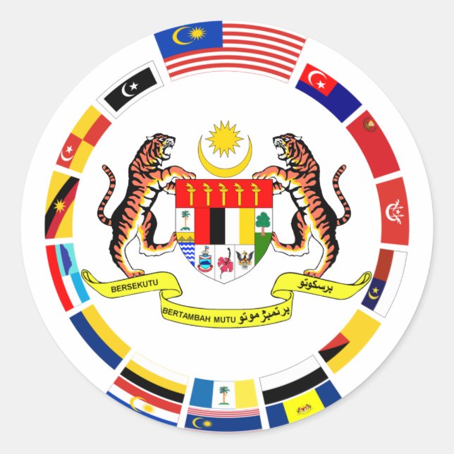 Malaysian Flags with Arms Classic Round Sticker (Front)