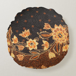 Malaysian Indonesian Batik Art Beauty Round Cushion
