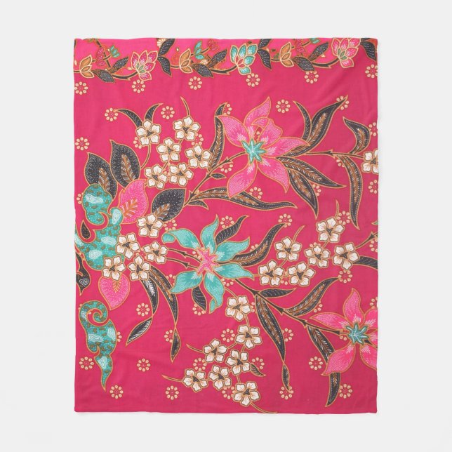 Malaysian Indonesian Batik Art Pattern Fleece Blanket (Front)