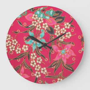 Malaysian Indonesian Batik Art Pattern Large Clock