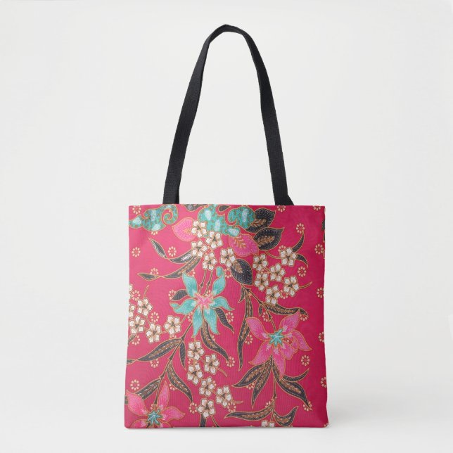 Malaysian Indonesian Batik Art Pattern Tote Bag (Front)
