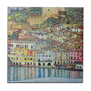 Malcena at the Gardasee by Gustav Klimt Tile