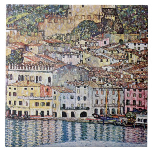 Malcesine at Lake Garda, Gustav Klimt Ceramic Tile