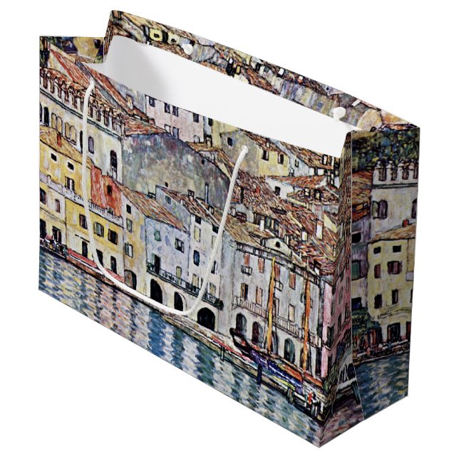 Malcesine at Lake Garda, Gustav Klimt Large Gift Bag (Front Angled)