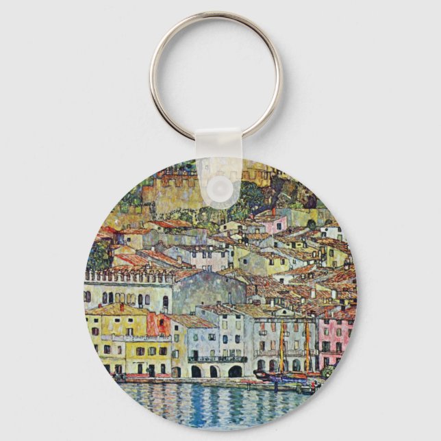 Malcesine on Lake Garda By Gustav Klimt Key Ring (Front)