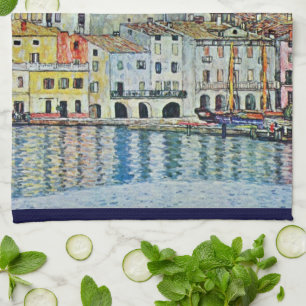 Malcesine on Lake Garda By Gustav Klimt Tea Towel