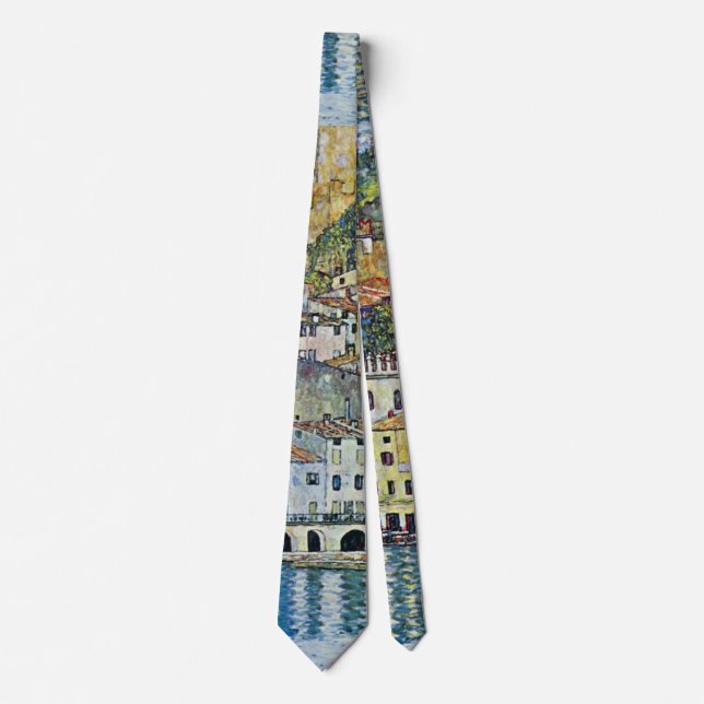 Malcesine on Lake Garda By Gustav Klimt Tie (Front)