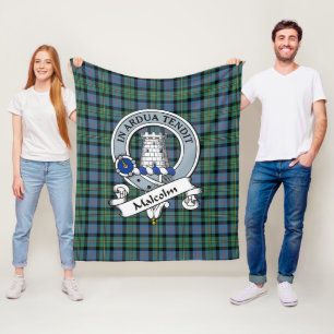 Malcolm Ancient Clan Badge Tartan Plaid Fleece Blanket