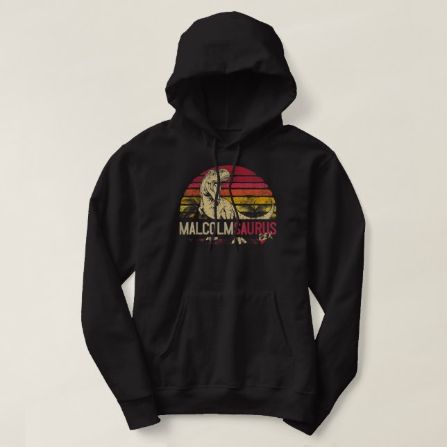 Malcolm Saurus Funny Personalised Dinosaur T Rex N Hoodie (Design Front)