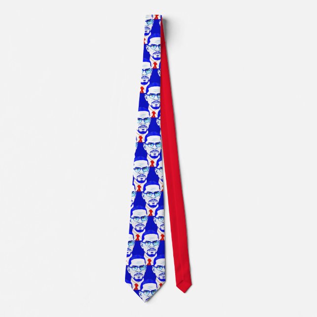 Malcom x  Portrait - Graphic Illustration Tie (Front)