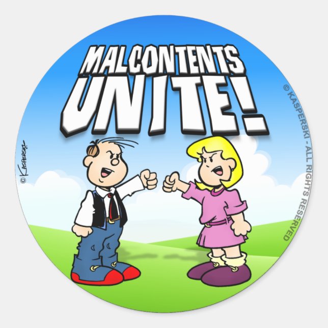 Malcontents Unite Classic Round Sticker (Front)