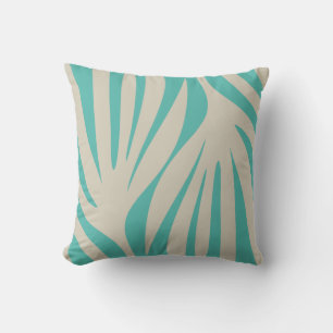 Maldives Abstract Minimalist Pattern Teal Beige Cushion