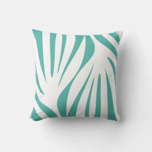 Maldives Abstract Minimalist Pattern Teal White Cushion