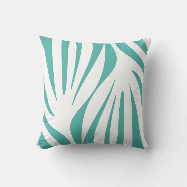 Maldives Abstract Minimalist Pattern Teal White Cushion (Front)