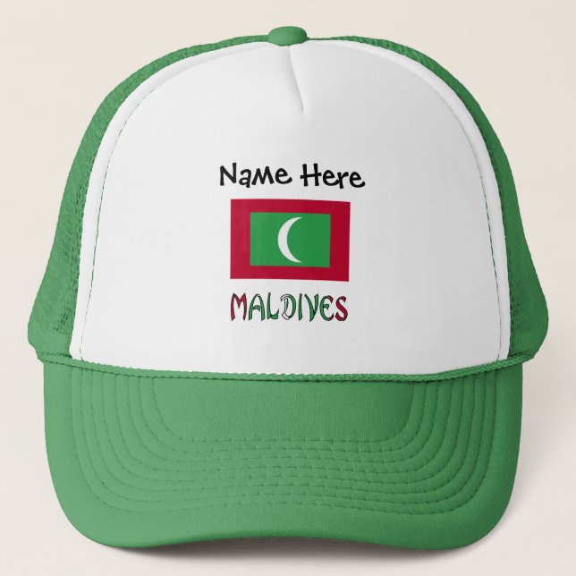 Maldives and Maldivian Flag Personalized  Trucker Hat (Front)
