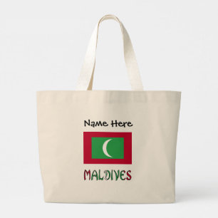 Maldives and Maldivian Flag with Your Name Large Tote Bag