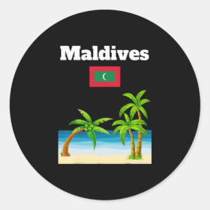 Maldives Beach Lover Travel Souvenir Maldivian Fla Classic Round Sticker