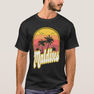 Maldives Beach Retro Sunset T-Shirt