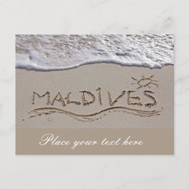 Maldives beach sign postcard (Front)