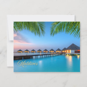 Maldives Beautiful Resort at Sunset Postcard