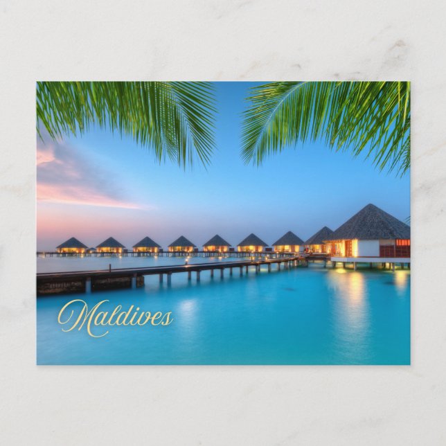 Maldives Beautiful Resort at Sunset Postcard (Front)