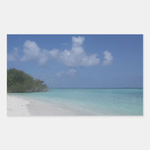 Maldives Blue Sky Sea Sand Clouds Custom Template Rectangular Sticker