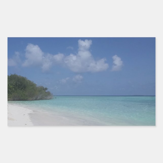 Maldives Blue Sky Sea Sand Clouds Custom Template Rectangular Sticker (Front)
