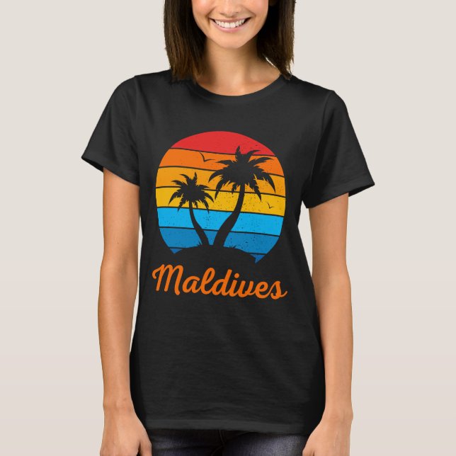 Maldives Family Vacation Beach Tropical T-Shirt (Front)