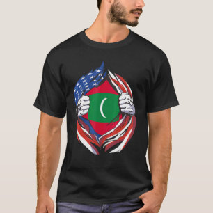 Maldives Flag American Proud Of My Maldivian Herit T-Shirt