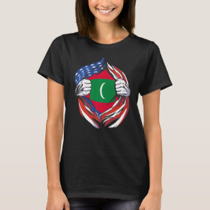 Maldives Flag American Proud of My Maldivian Herit T-Shirt