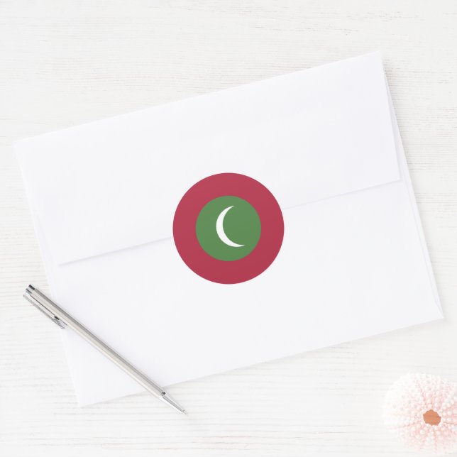 Maldives flag classic round sticker (Envelope)