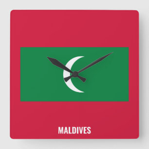 Maldives Flag Dazzling Patriotic Square Wall Clock