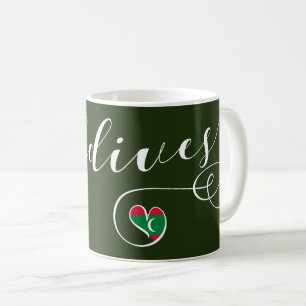 Maldives Flag Heart, Maldivian Coffee Mug