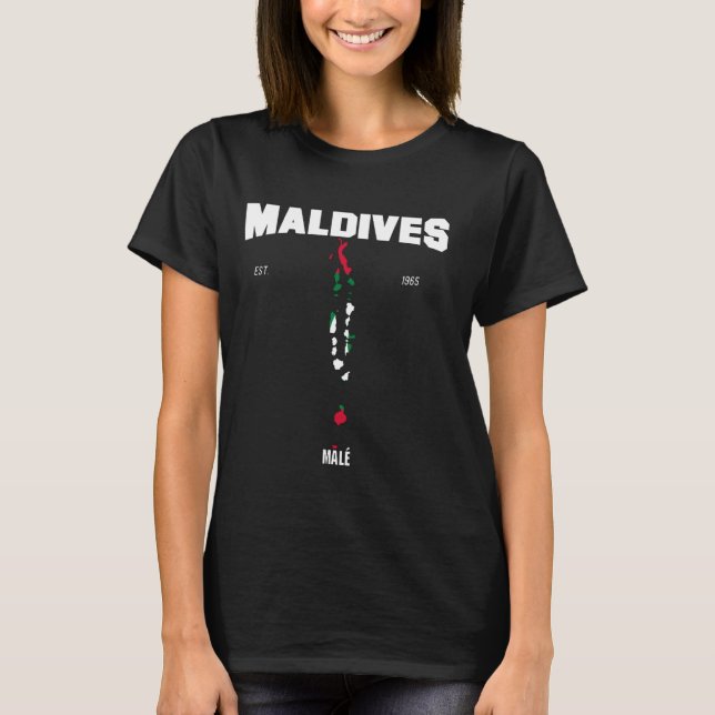 Maldives Flag, Maldives Map, Maldivian National Da T-Shirt (Front)