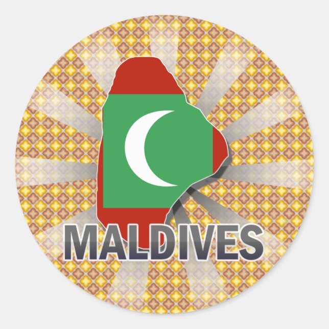 Maldives Flag Map 2.0 Classic Round Sticker (Front)
