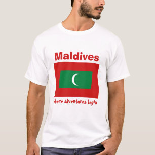 Maldives Flag + Map + Text T-Shirt