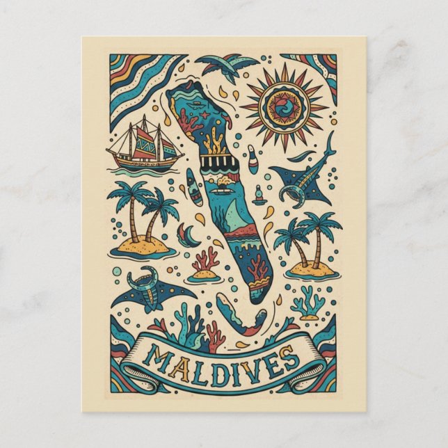 Maldives Indian Ocean Postcard (Front)