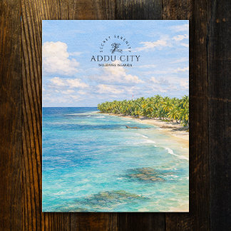 Maldives Islands Addu City | Watercolor Beach Postcard