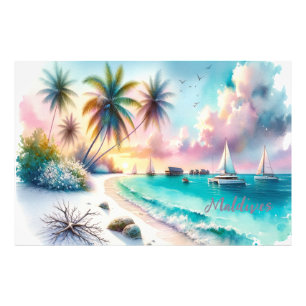 Maldives Luxury Sketch Watercolor    Photo Print