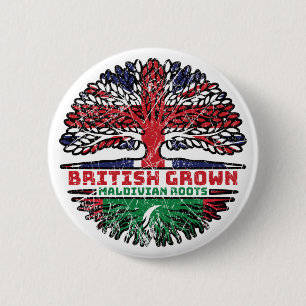 Maldives Maldivian British UK Tree Roots Flag 6 Cm Round Badge