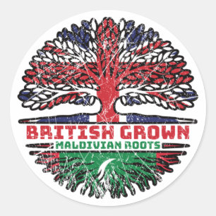 Maldives Maldivian British UK Tree Roots Flag Classic Round Sticker